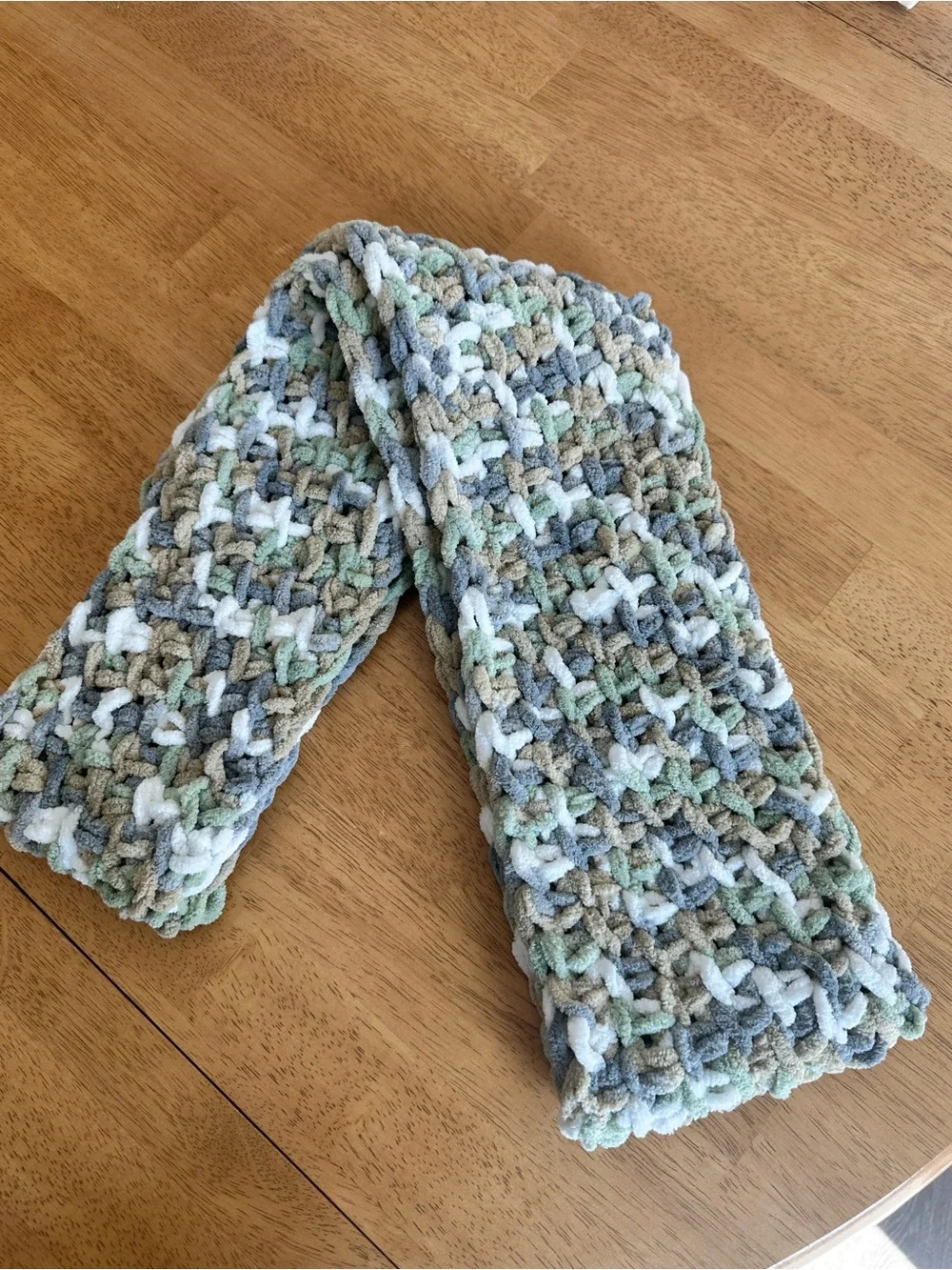 Handmade Cozy Chunky crocheted Scarf in Multi Neutral Colors